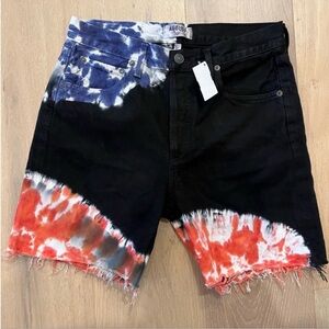 AGOLDE Rumi Denim Shorts Backlight 27 red blue July 4th Patriotic tie dye short